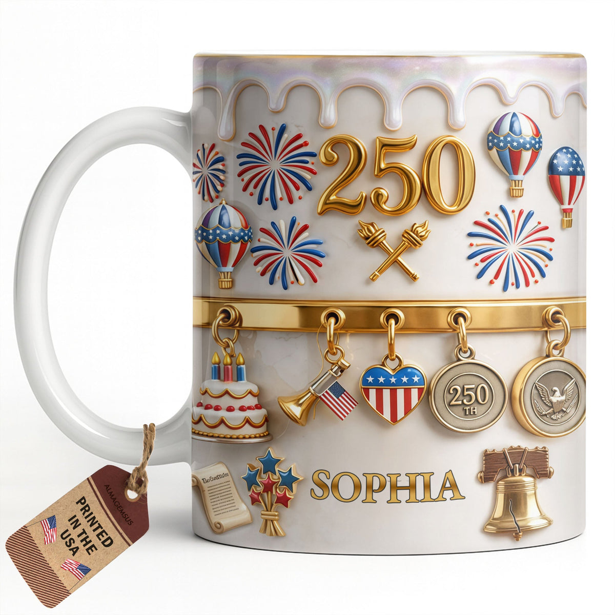 Gift For Patriots & USA Lovers – Personalized "Celebrating Freedom" Mug