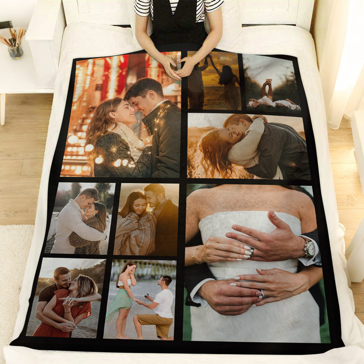 I Love You - Personalized Custom Photos & Text Couple Blanket