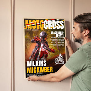 Personalized Motocross Magazine Cover Poster, Gift for Motocross Lovers, Custom Dirt Bike Rider Photo Gift