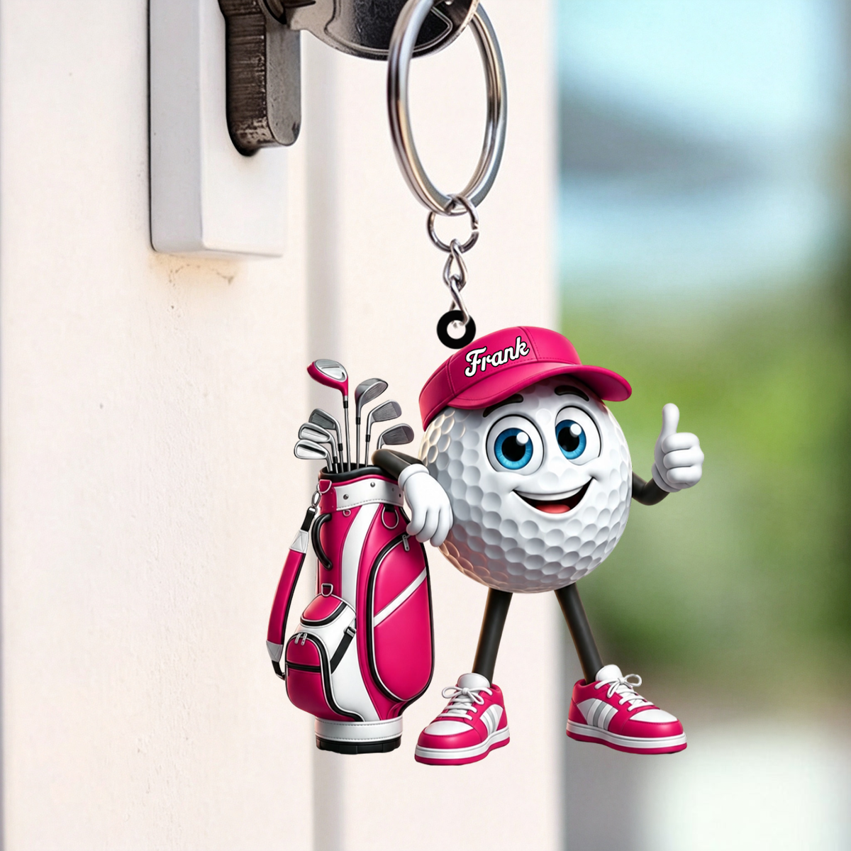 Thumbs Up Personalized Cute Golf Ball Mascot Keychain Gift For Golf Lovers