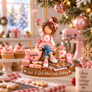 Just a Girl Who Loves Baking - Personalized Christmas Ornament, Custom Baker Girl Gift for Daughter