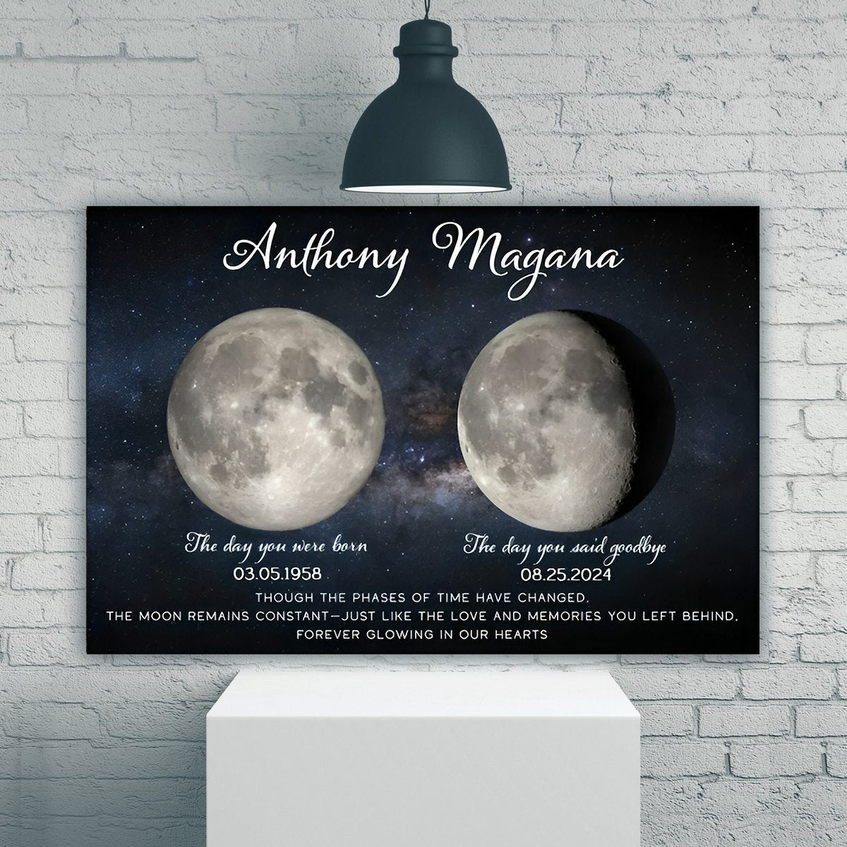Lost Loved One Moon Phase Art Memorial Sympathy Gift Personalized Poster