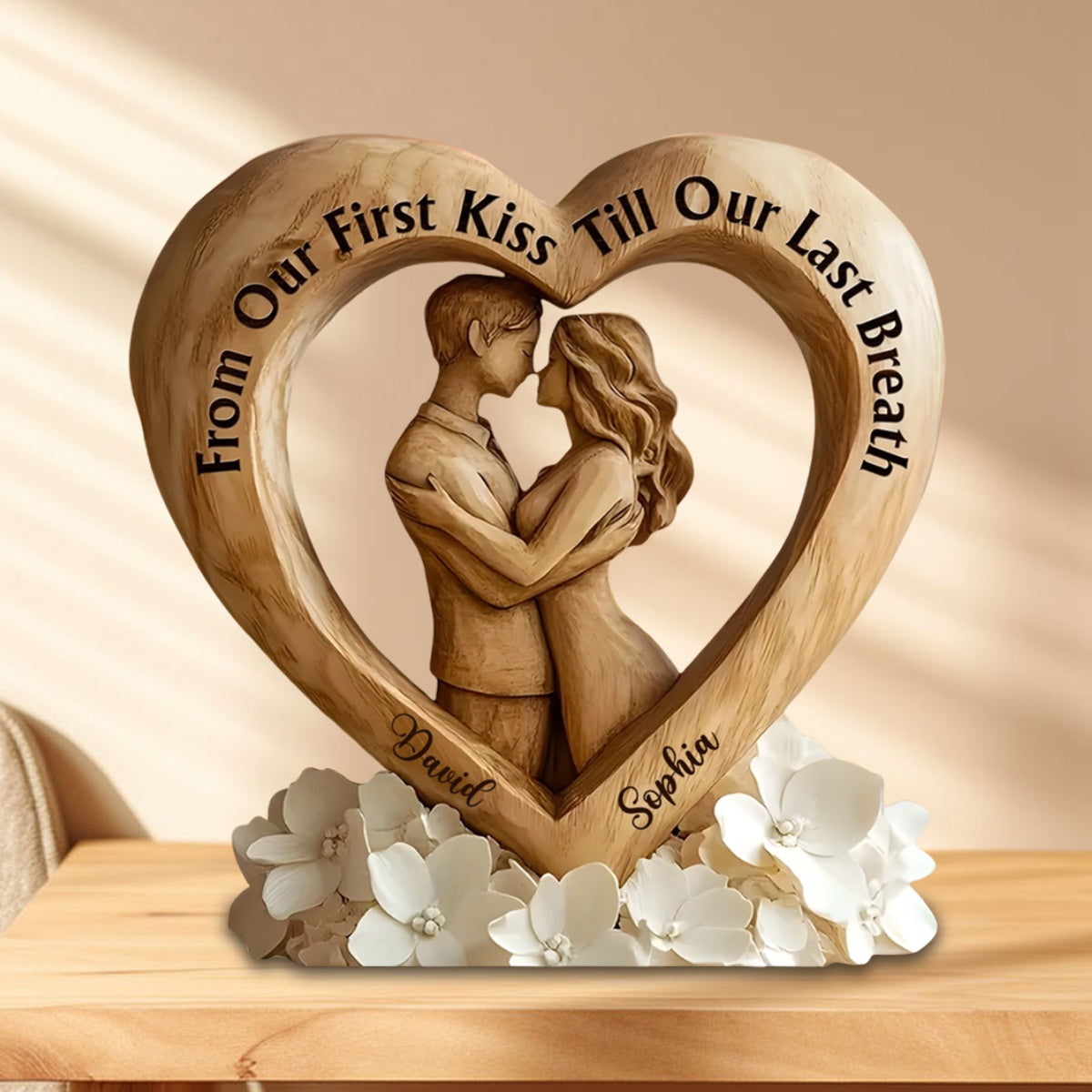 From First Kiss to Everlasting Love - Personalized Couple Custom Shaped Acrylic Plaque