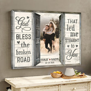 God Bless The Broken Road Window Frame - Personalized Custom Canvas Photo Print