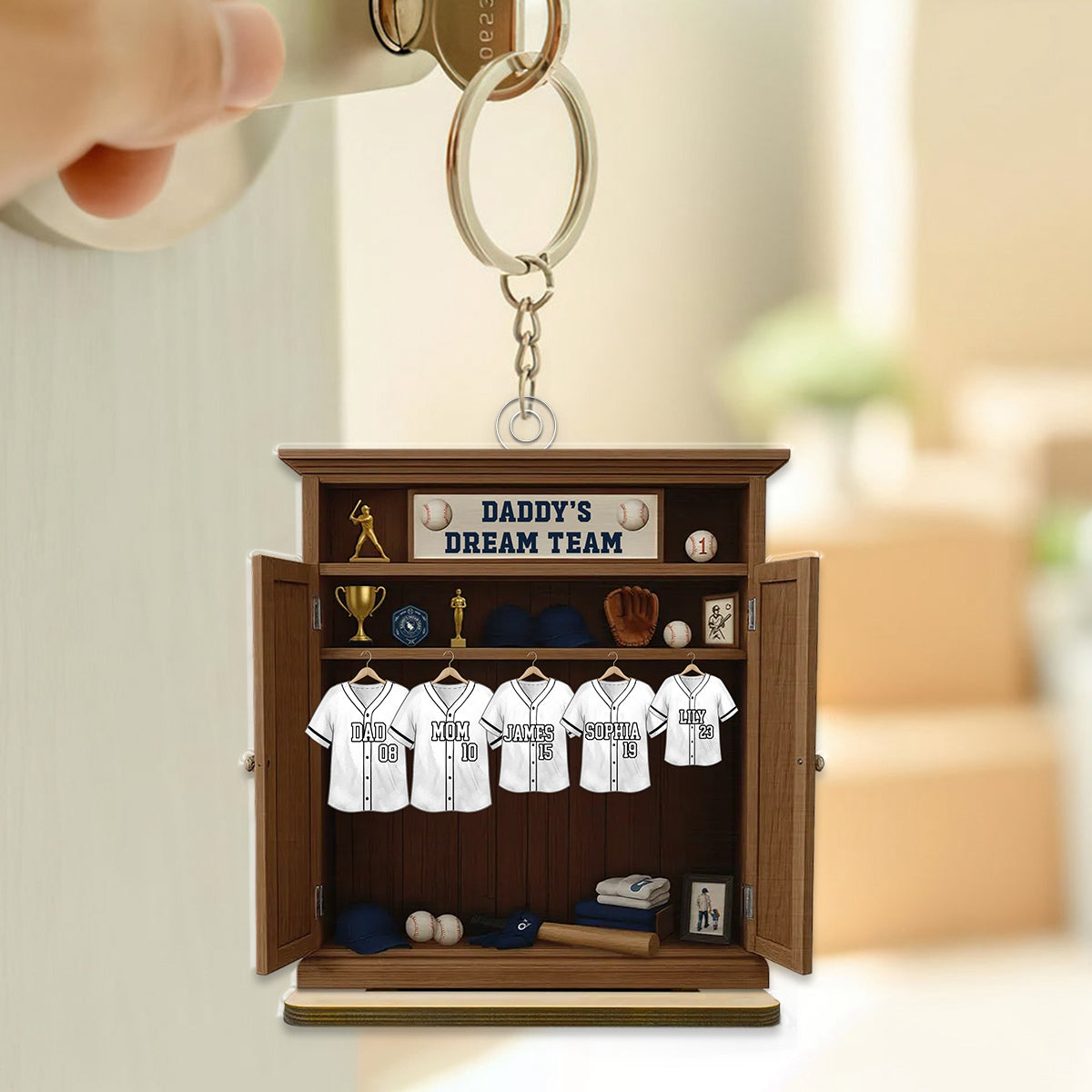 Daddy Dream Team Baseball, Father's Day Gift For Dad, Grandpa Personalized Keychain