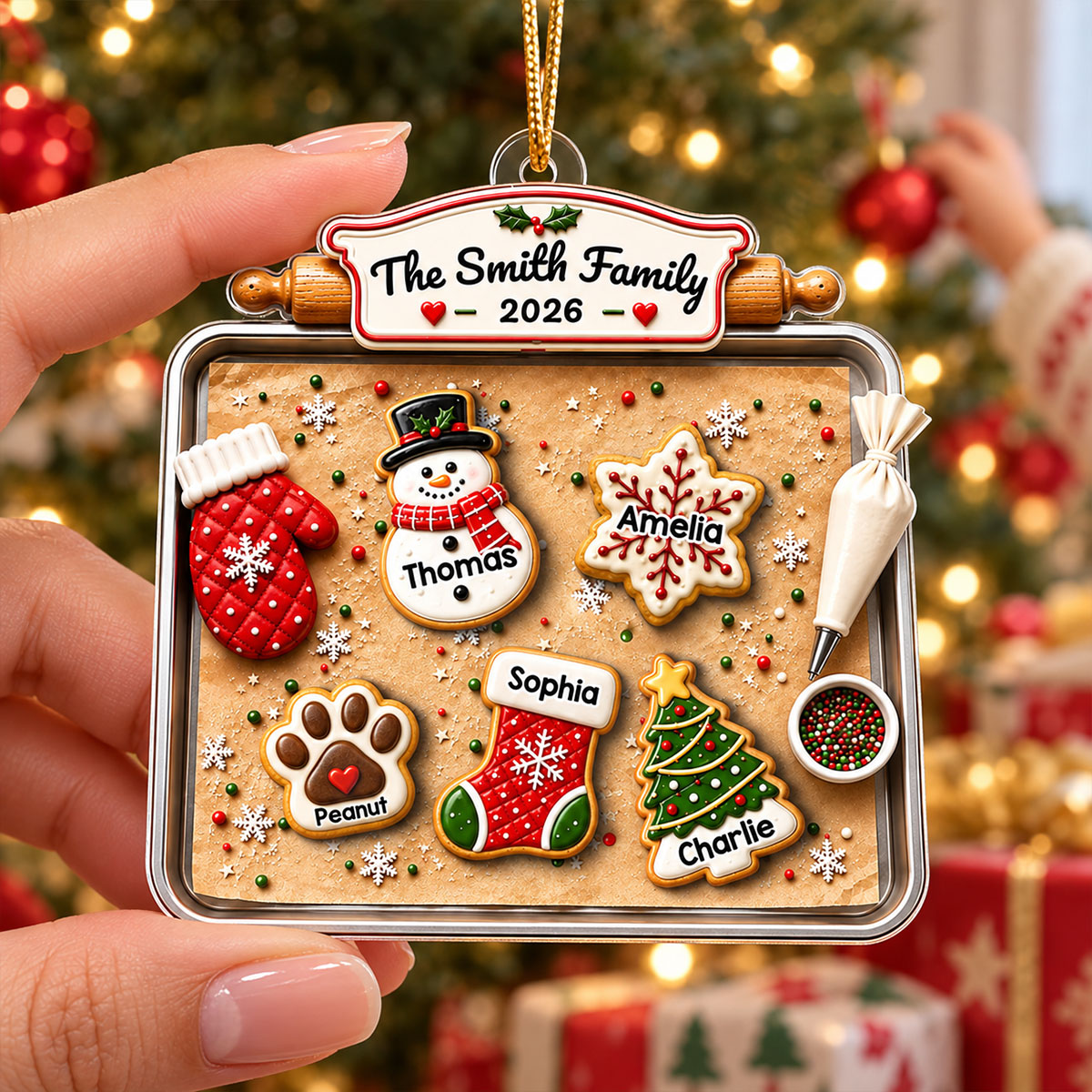Personalized "Family Gingerbread Cookie" Acrylic Ornament – Holiday Keepsake For Families
