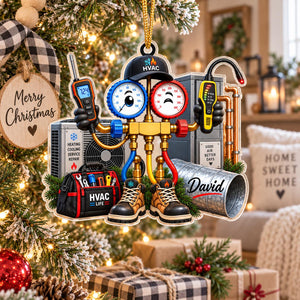 Personalized HVAC Christmas Ornament – Custom AC Technician Gift | Funny Holiday Décor For HVAC Technicians & Electricians