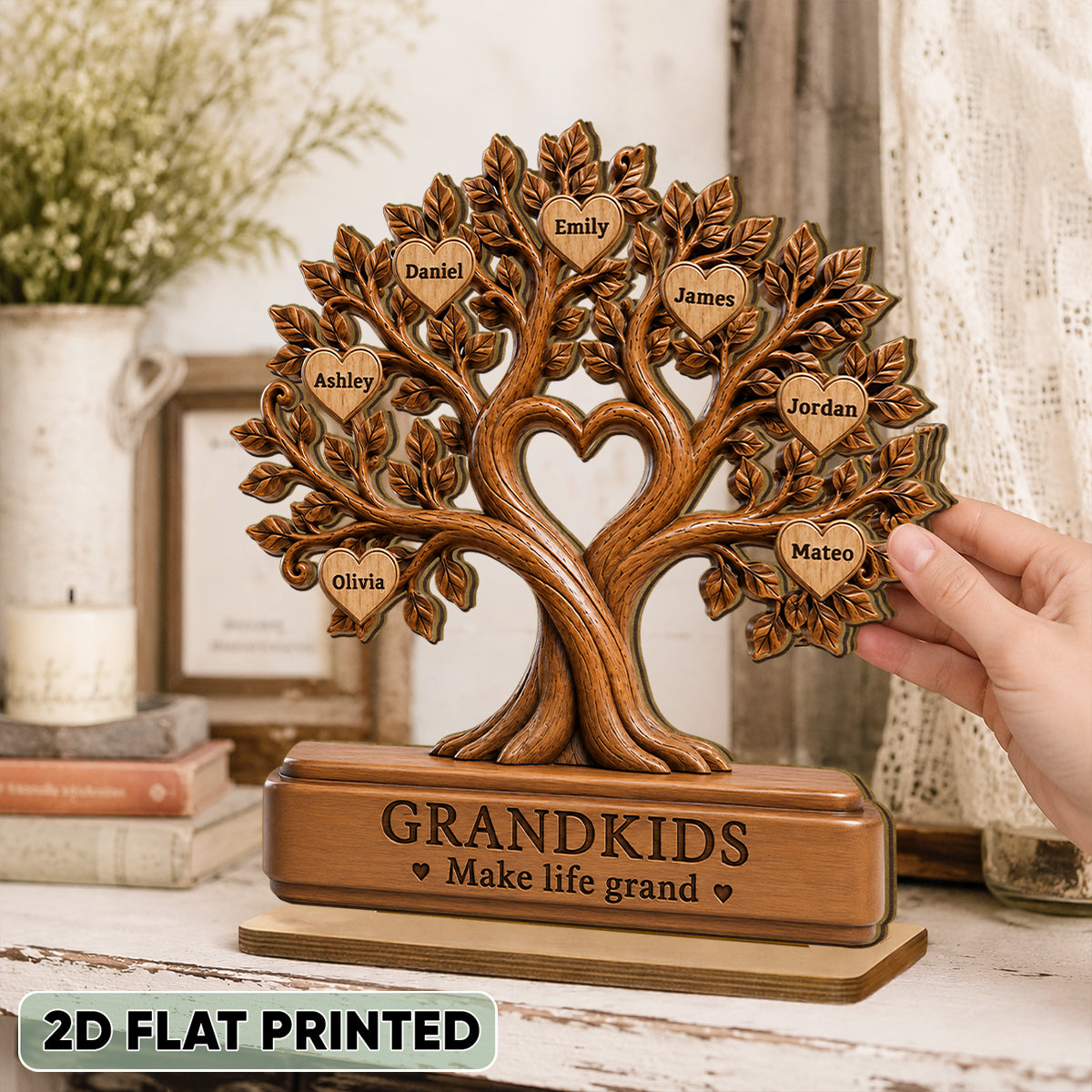"Grandkids Make Life Grand" – Personalized Wooden Plaque | Gift For Grandma, Grandpa & Grandparents