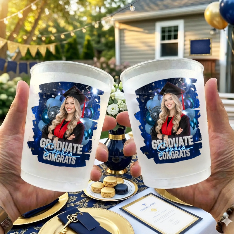 Graduation Gift For Him & Her – Personalized Custom Photo Cups "A Toast To The Next Chapter"