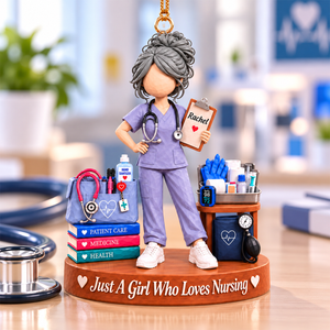Personalized "Just A Girl Who Loves Nursing" Acrylic Ornament – Custom Name Keepsake Gift For Nurses
