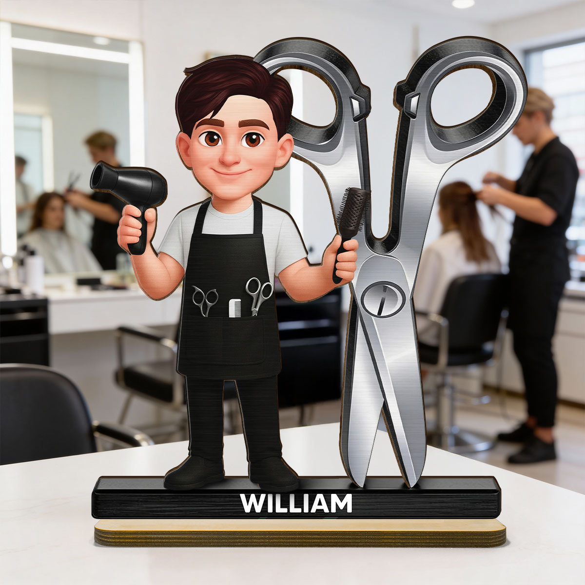 Hairdresser Man Woman - Personalized Wooden Plaque - Gift For Hairdressers
