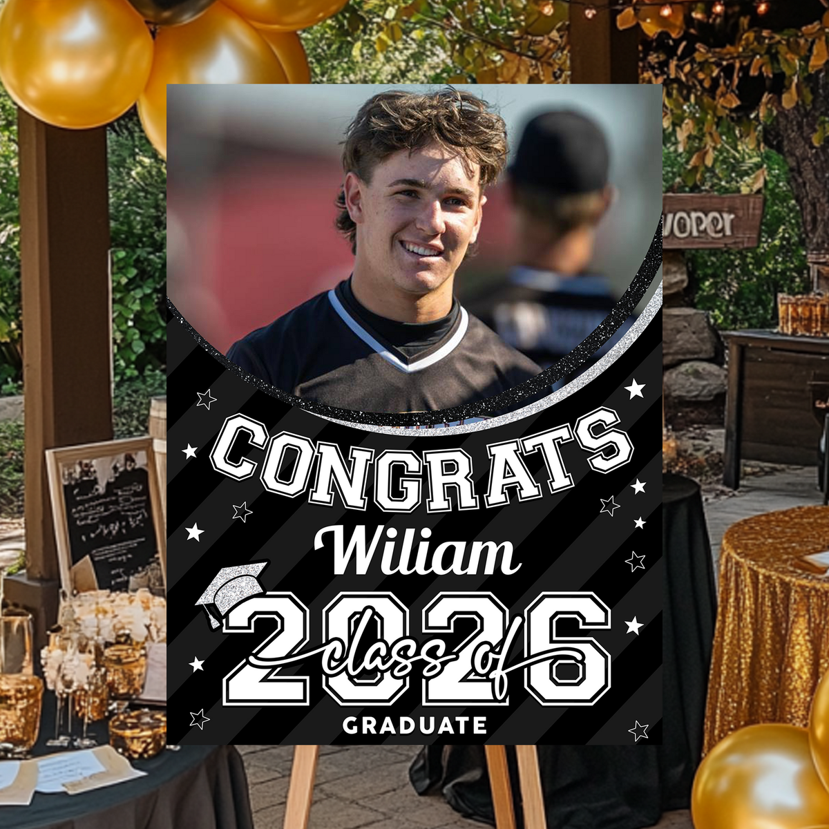 Class Of 2026 Welcome Sign - Personalized Custom Photo Grad Party Sign Canvas