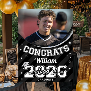 Class Of 2026 Welcome Sign - Personalized Custom Photo Grad Party Sign Canvas