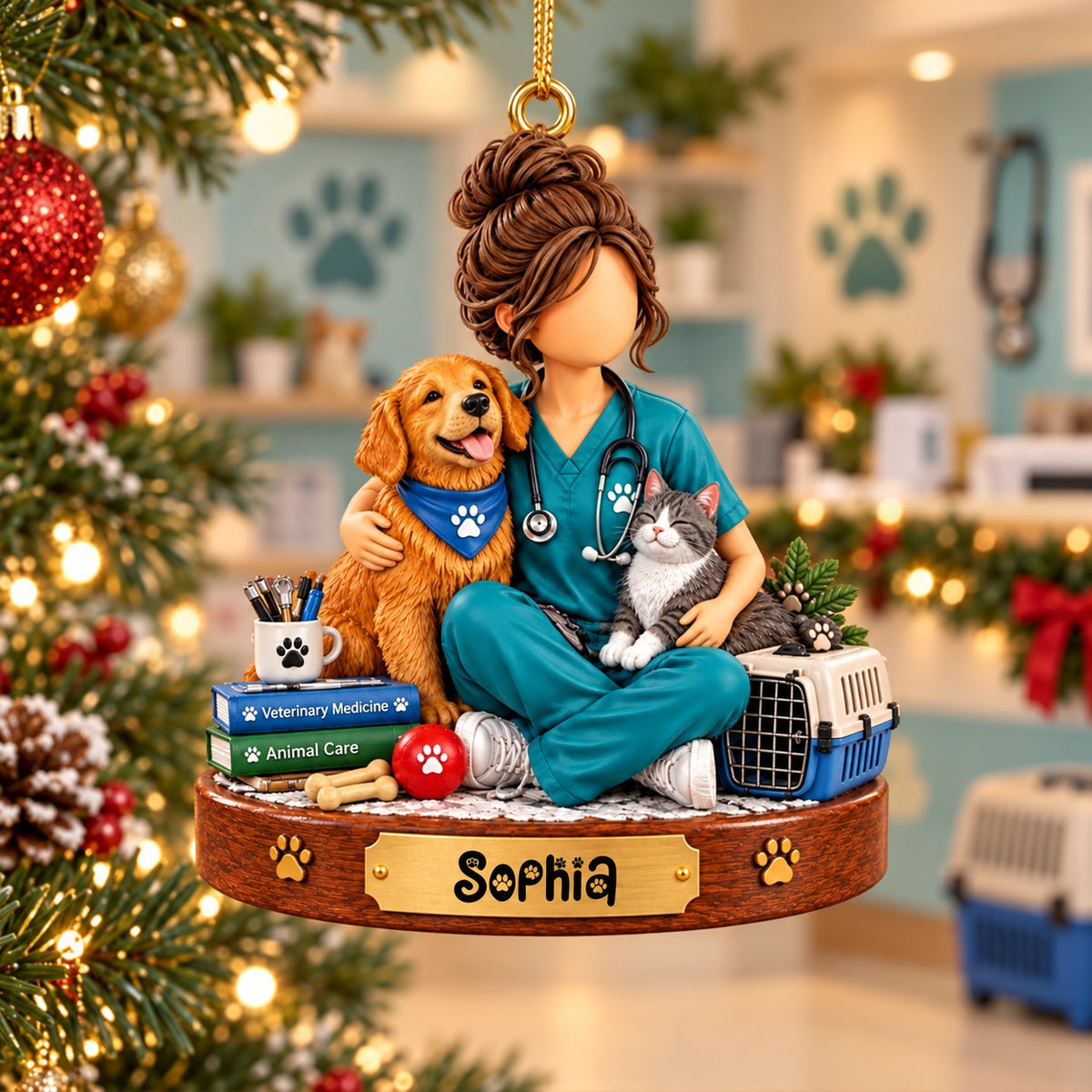 Personalized Vet Tech Ornament, Veterinarian Christmas Gift