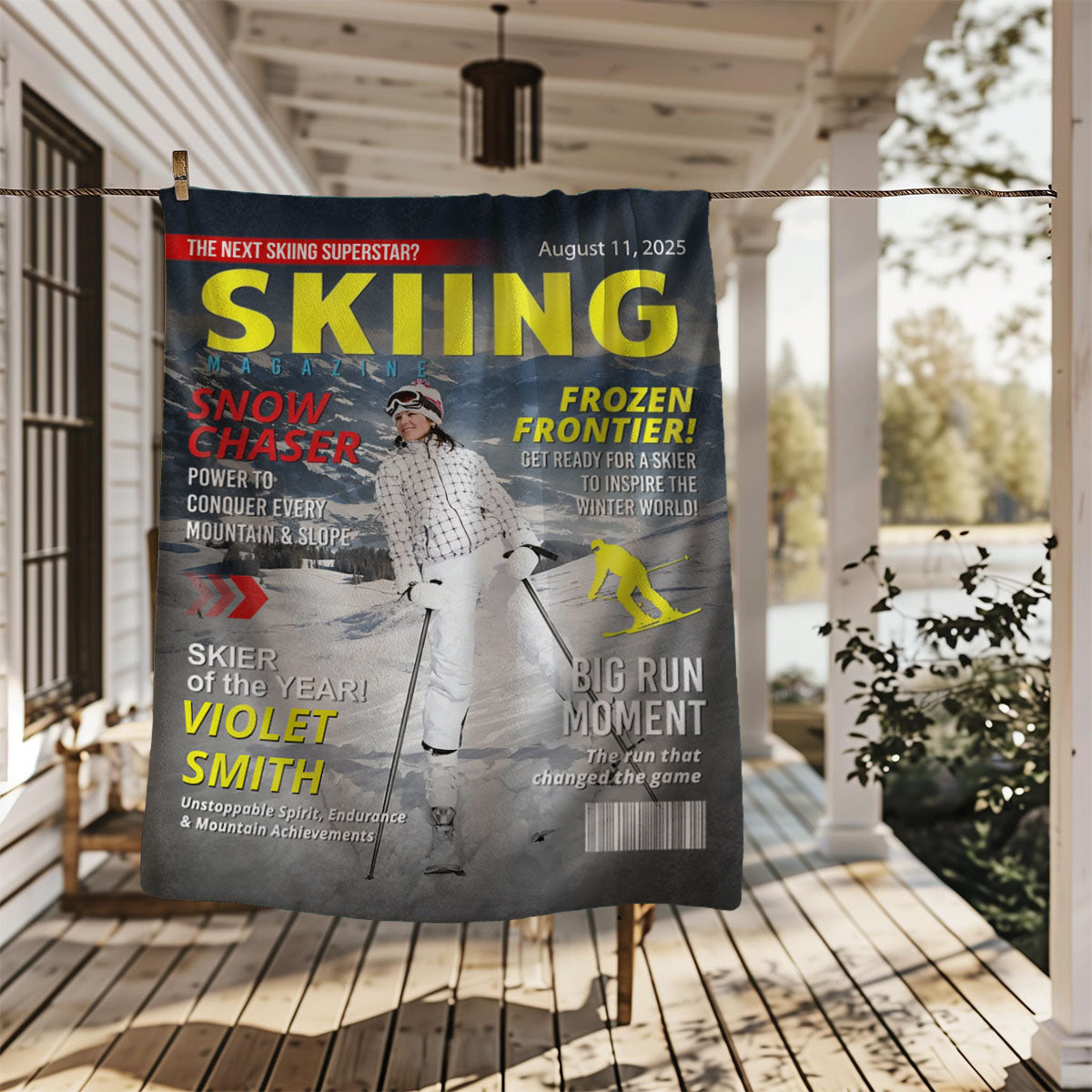Custom Skiing Magazine Cover Blanket– Skiing Gift Ideas, Skiing Lover Gift