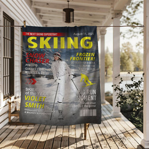 Custom Skiing Magazine Cover Blanket– Skiing Gift Ideas, Skiing Lover Gift