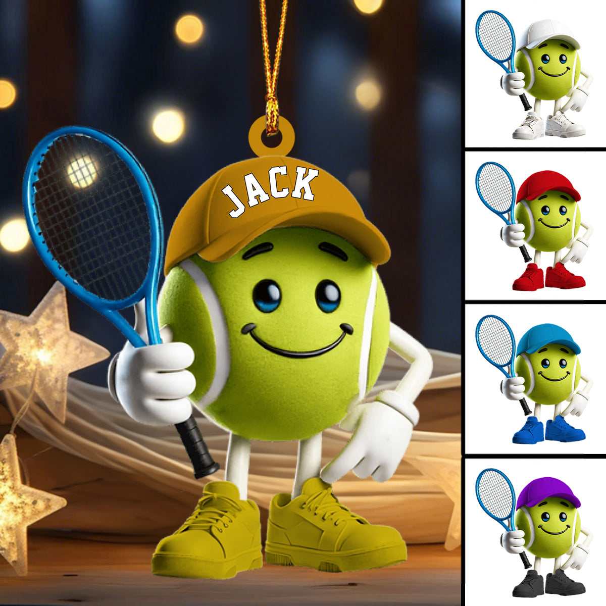 Cool Tennis Ball Christmas Ornament, Personalized Ornament, Tennis Lover Christmas Gift