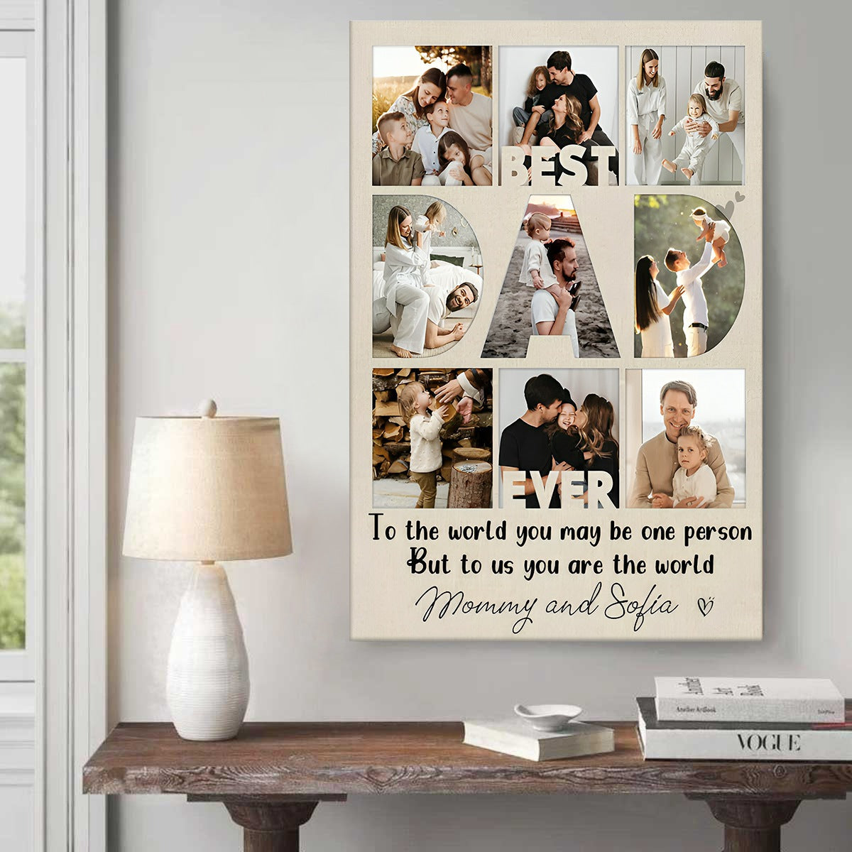 Personalized Best Dad Ever Collage Canvas Poster, Gift For Dad On Father's Day