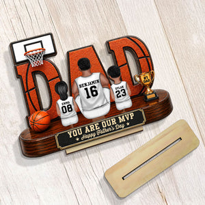 Father's Day Gift For Basketball Dad & Husband – Personalized "Dad's Dream Team" Wooden Plaque