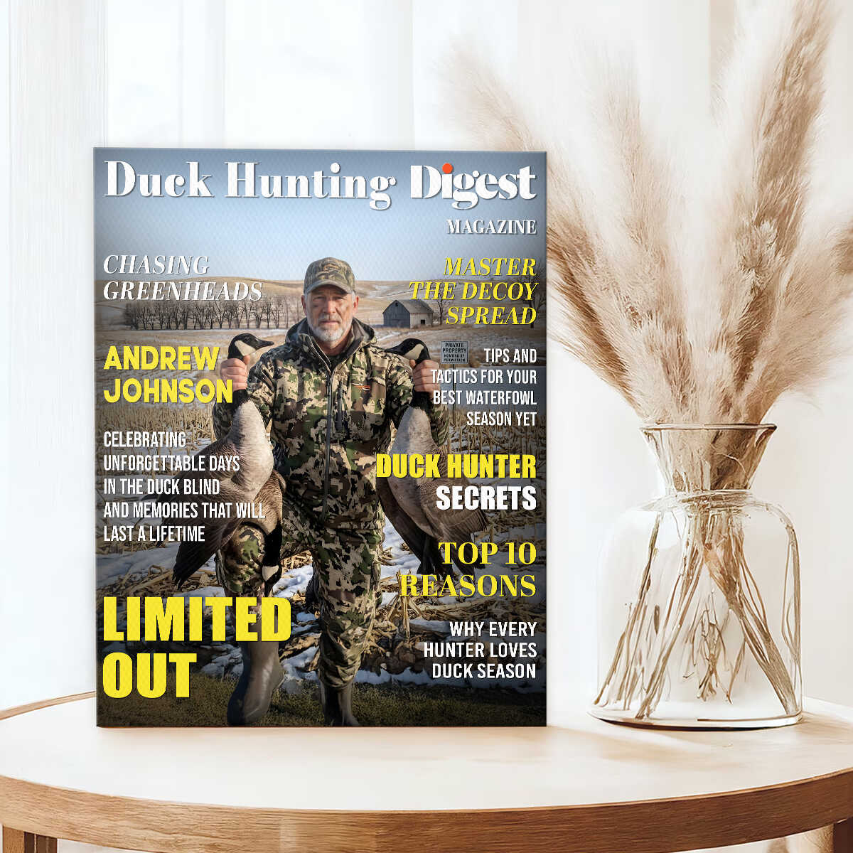 Custom Duck Hunting Magazine Cover Canvas – Unique Gift For Duck Hunters & Hunting Lovers