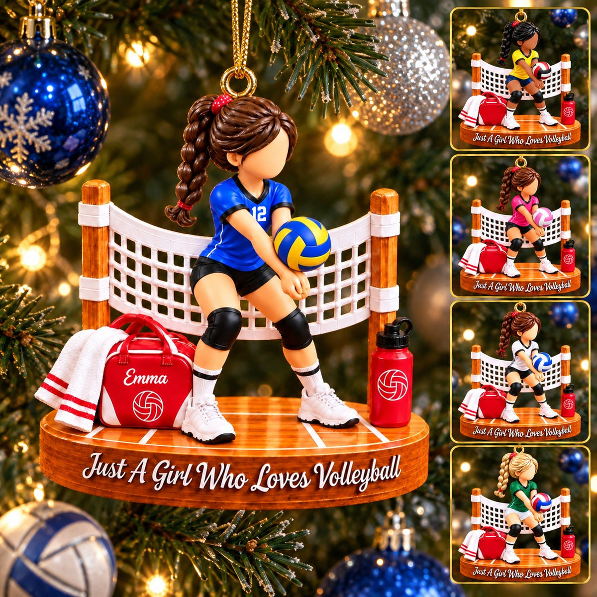 Just a Girl Who Loves Volleyball - Personalized Christmas Ornament,Custom Name And Number Volleyball Player Xmas Gift