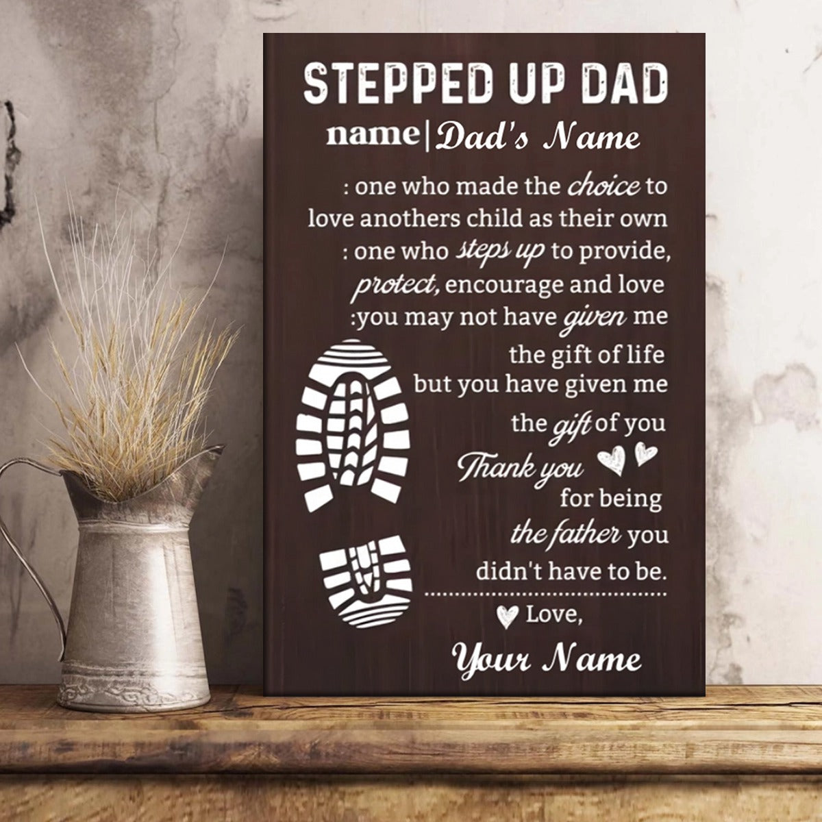 Personalized "Stepped Up Dad"  Canvas - Customizable Names