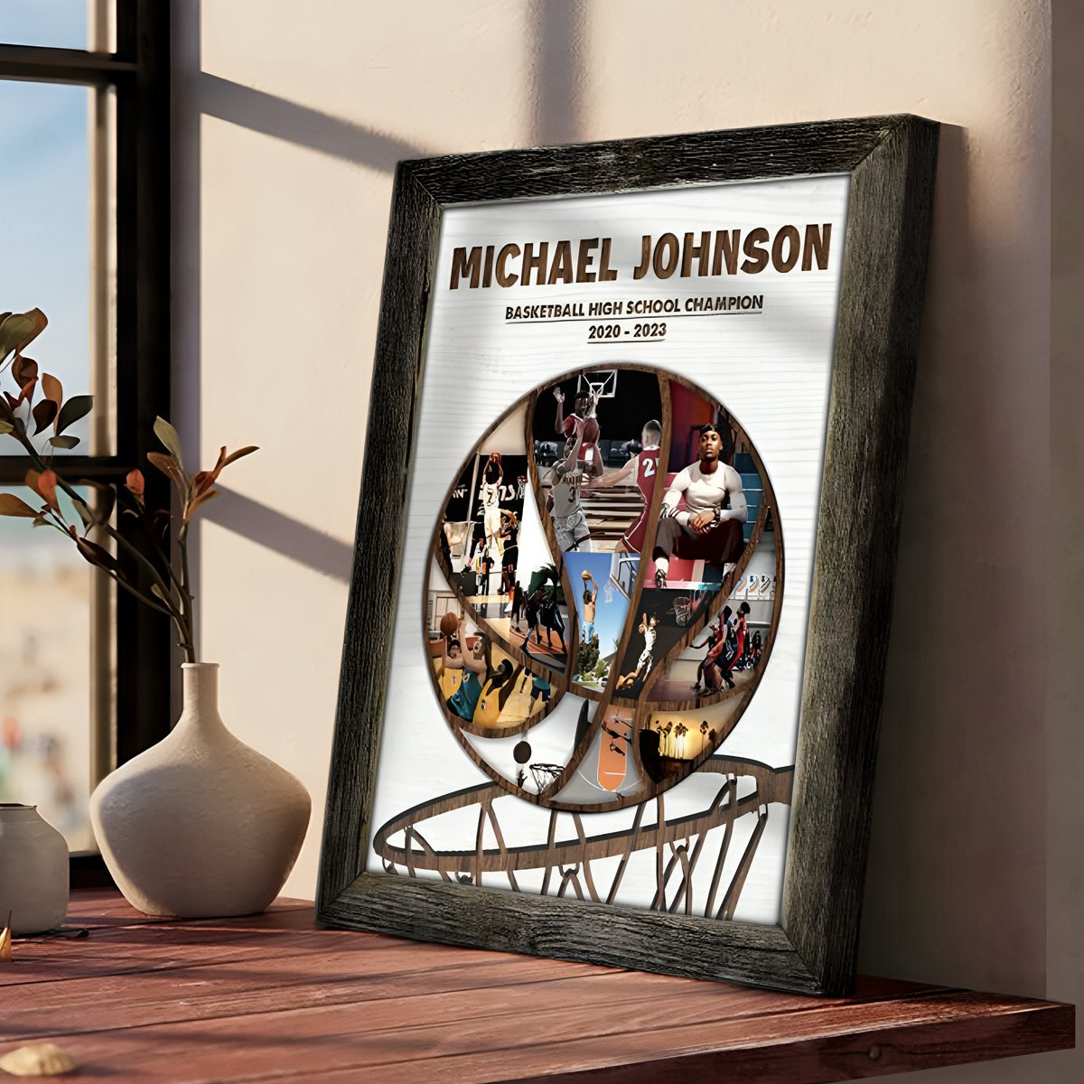 Personalized Basketball Dunk Hoop Photos Collage Canvas Poster Basketball Player Gift