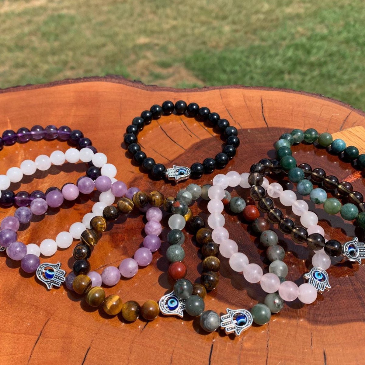 Evil Eye Elastic Bracelet,Crystal Bead Bracelet,Healing Crystals