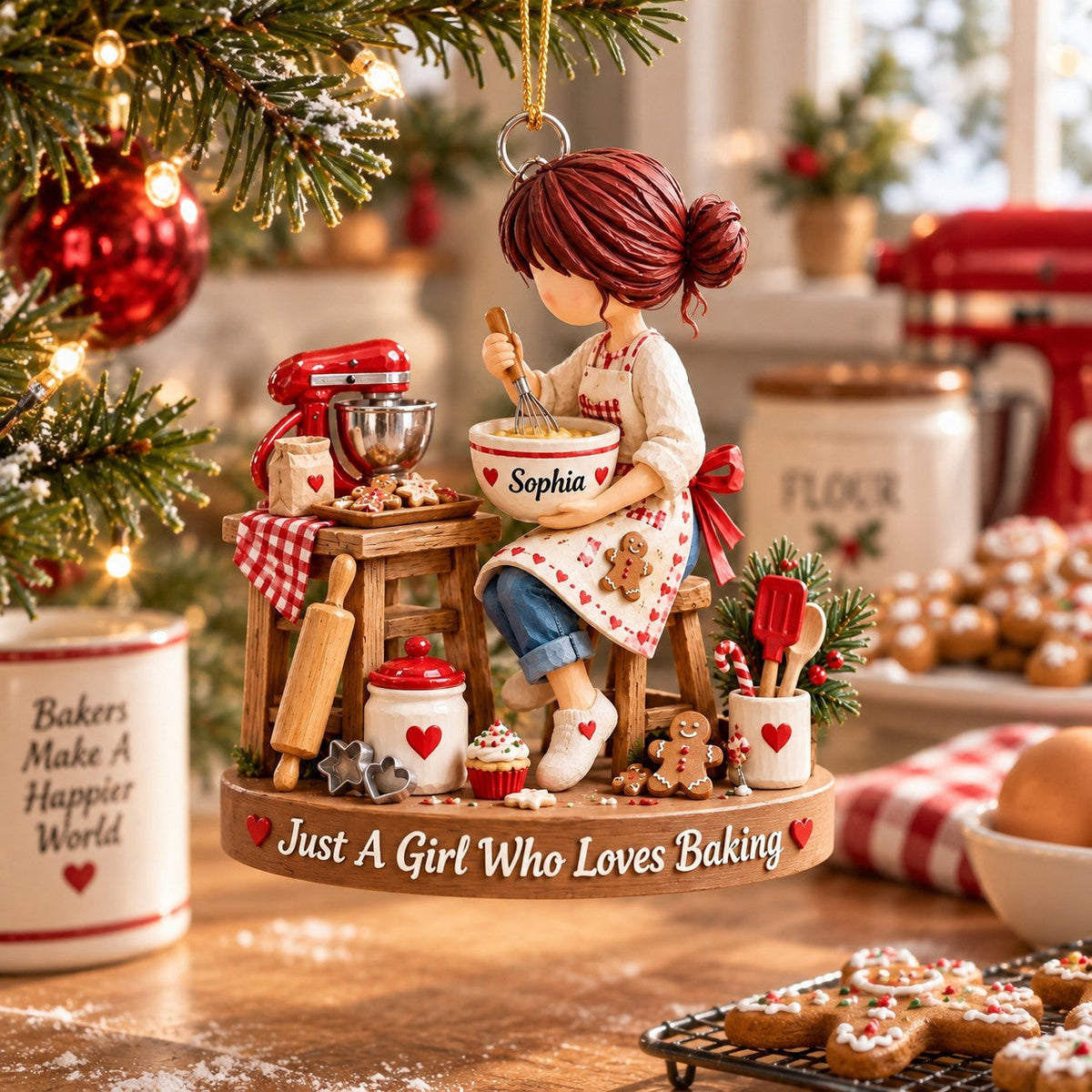 Just a Girl Who Loves Baking - Personalized Baking Lover Ornament, Christmas Kitchen Gift
