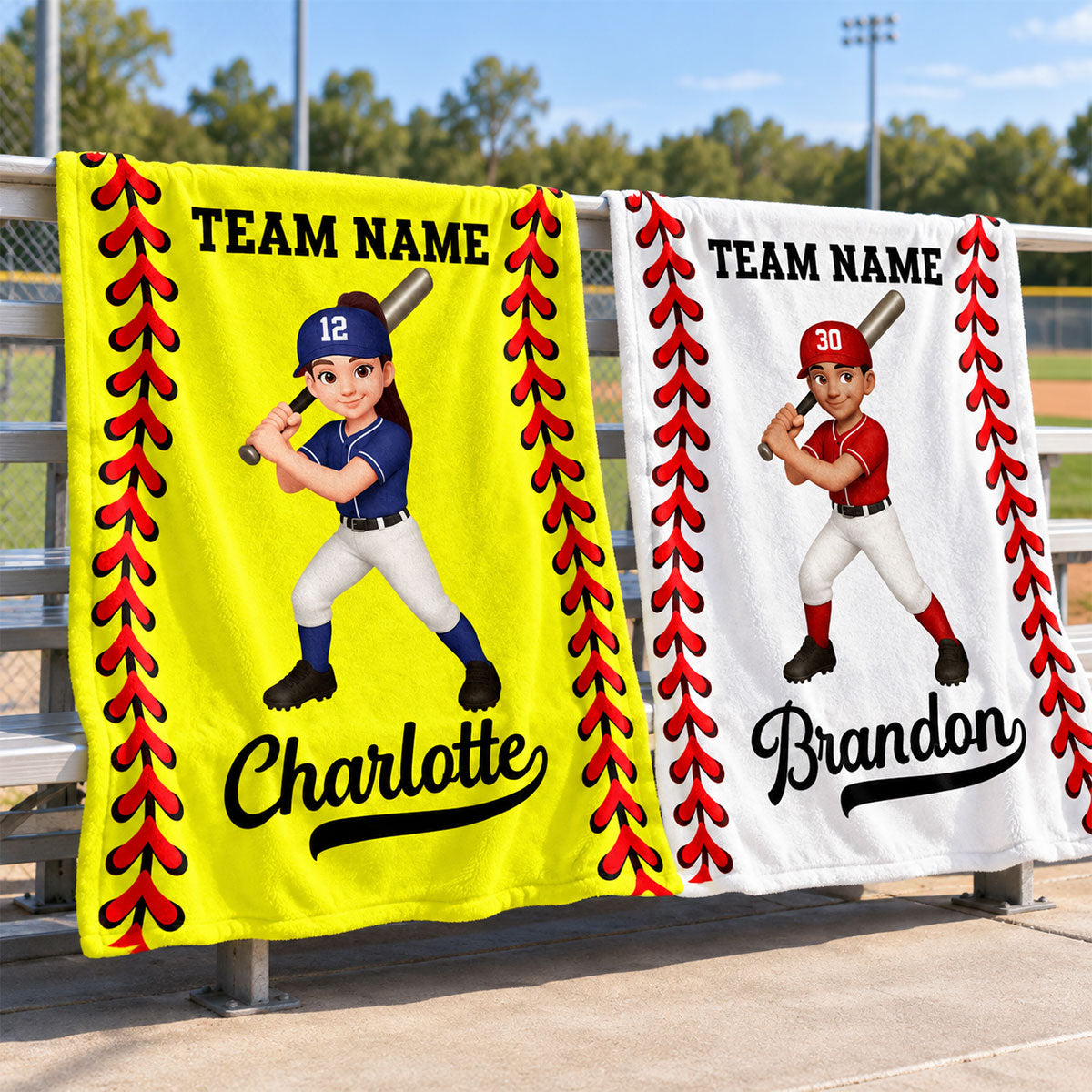 Personalized Baseball & Softball Name & Team Fleece Blanket – Custom Christmas Gift For Young Players