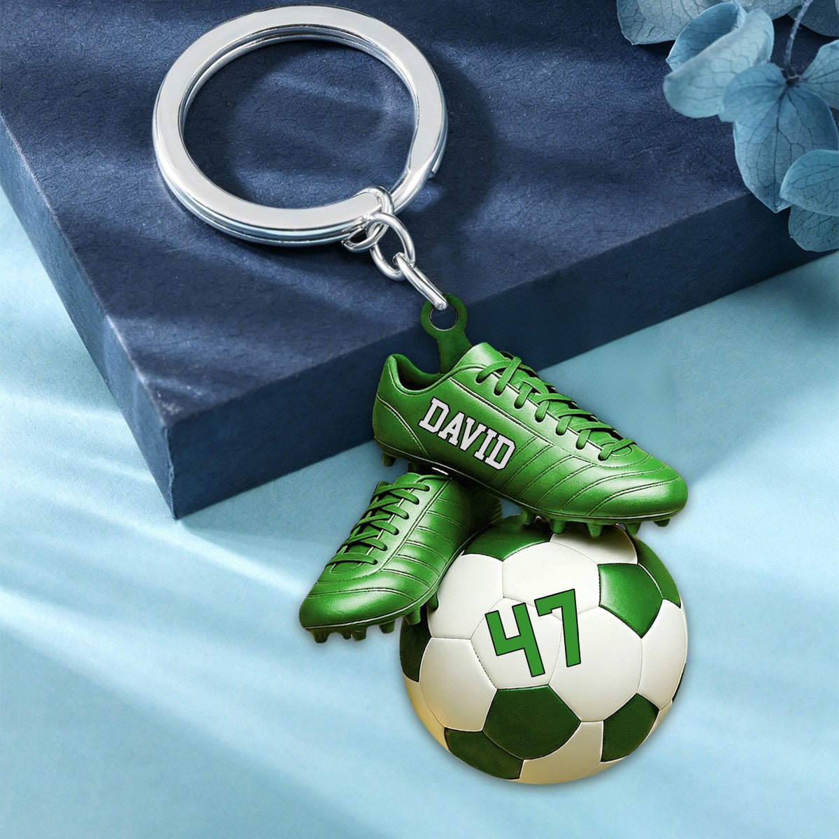 Custom Name & Jersey Number Personalized Keychian for Soccer Lover