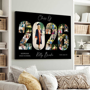Personalized 2026 Graduation Photo Collage Party Welcome Sign Canvas,Graduation Gift for Seniors