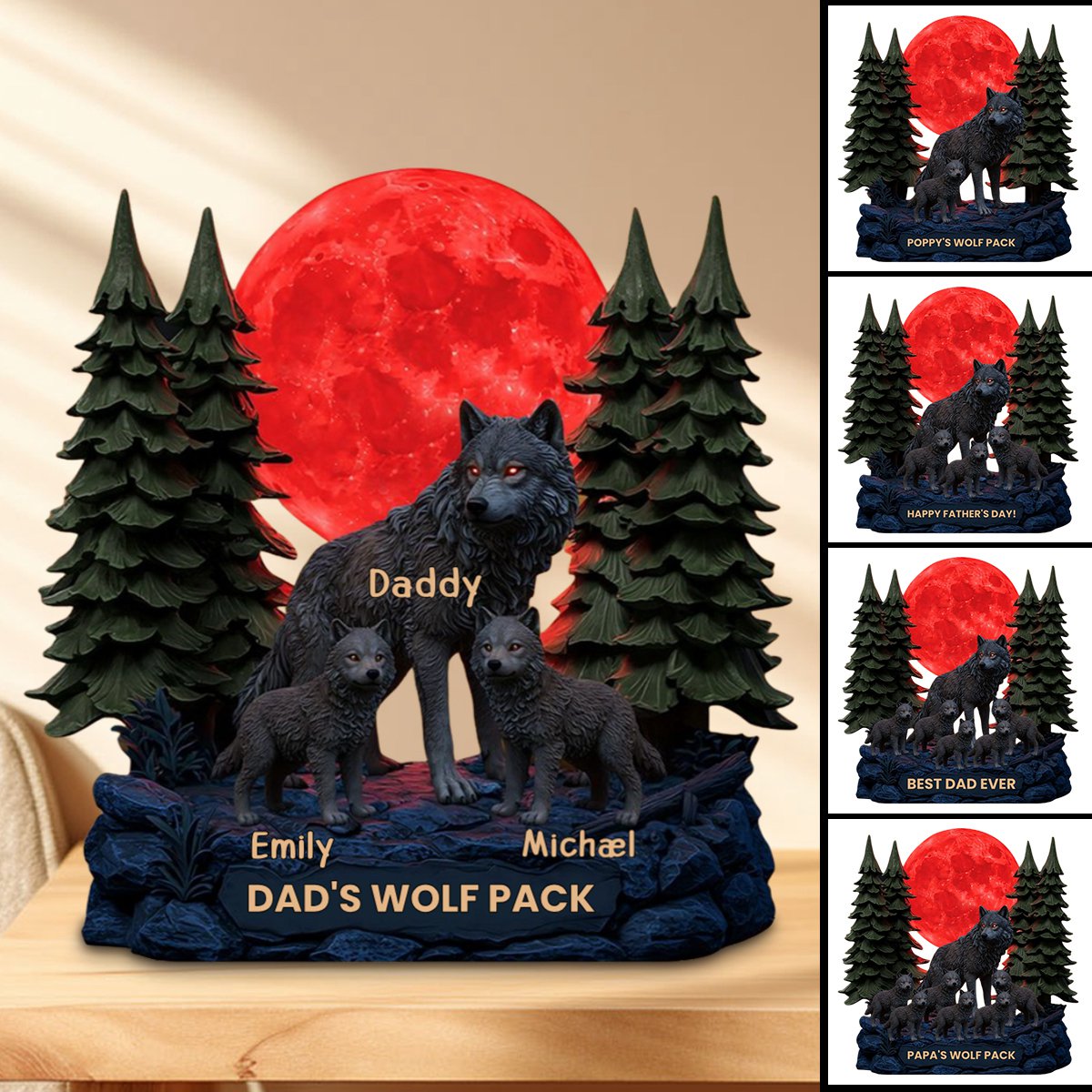 Personalized Dad & Grandpa Acrylic Plaque - My Wolf Pack Gift For Dad