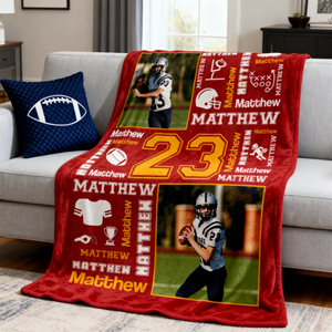 Football Name Blanket Personalized With Photo Senior Football Player Gifts For Him