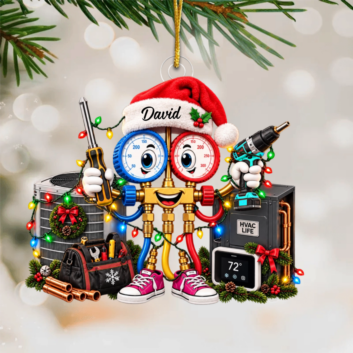 Personalized HVAC Technician Christmas Ornament – Custom Name Gift For Heating & Cooling Pros