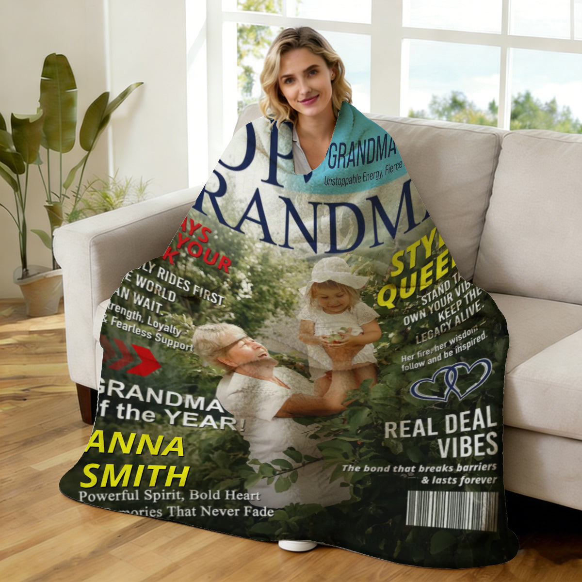 Personalized Grandma Magazine Cover Blanket Gifts for Grandma