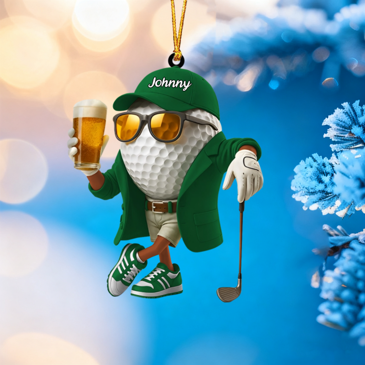 Personalized Beer Golf Ornament For Golf Lovers
