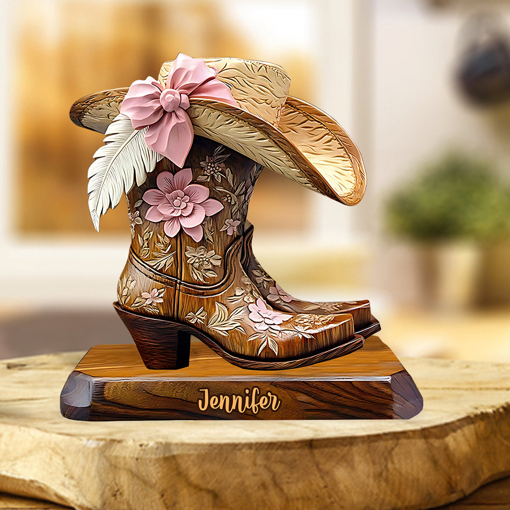 Personalized Cowgirl Boots Custom Shaped Acrylic Plaque