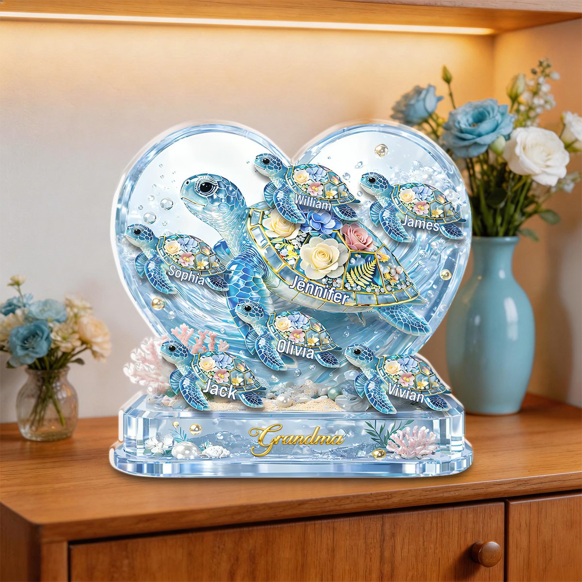 Grandma Mom Turtle - Personalized Acrylic Plaque