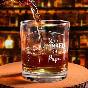 Personalized "Hooked On Daddy" Whiskey Glass – Fishing Gift For Dad