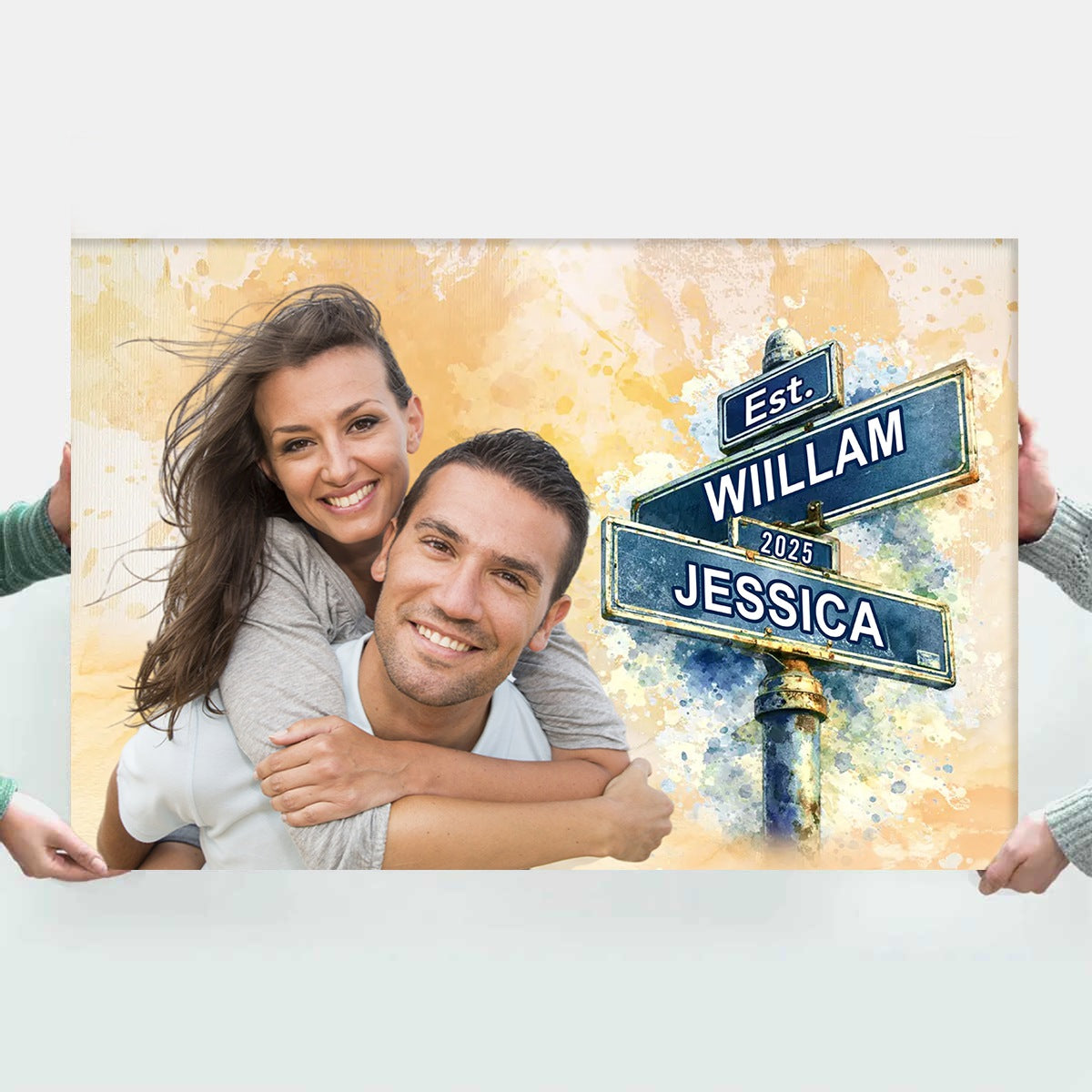 You Make Me Smile More - Custom Photo Wall Art Canvas Poster Personalized Couple Anniversary Wedding Gift