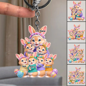 Bunny Easter Grandma with Grandkids' Names - Personalized Acrylic Keychain