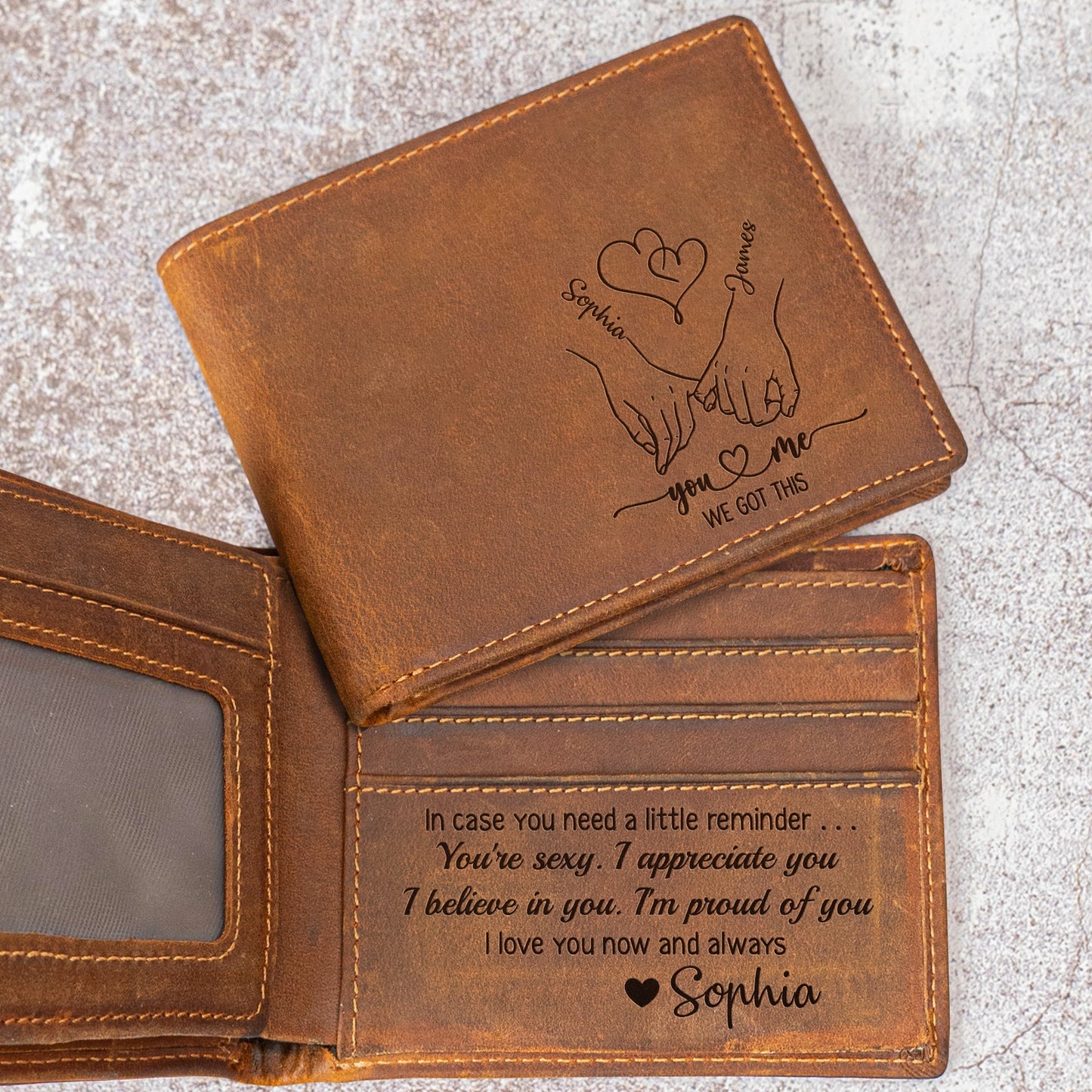 God Knew My Heart Needed You - Personalized Leather Couple Wallet