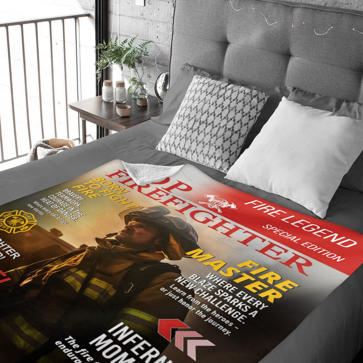 Personalized Firefighter Magazine Cover Blanket , Fireman Retirement Gift, Firefighter of the Year Award, Firefighter Appreciation Gift