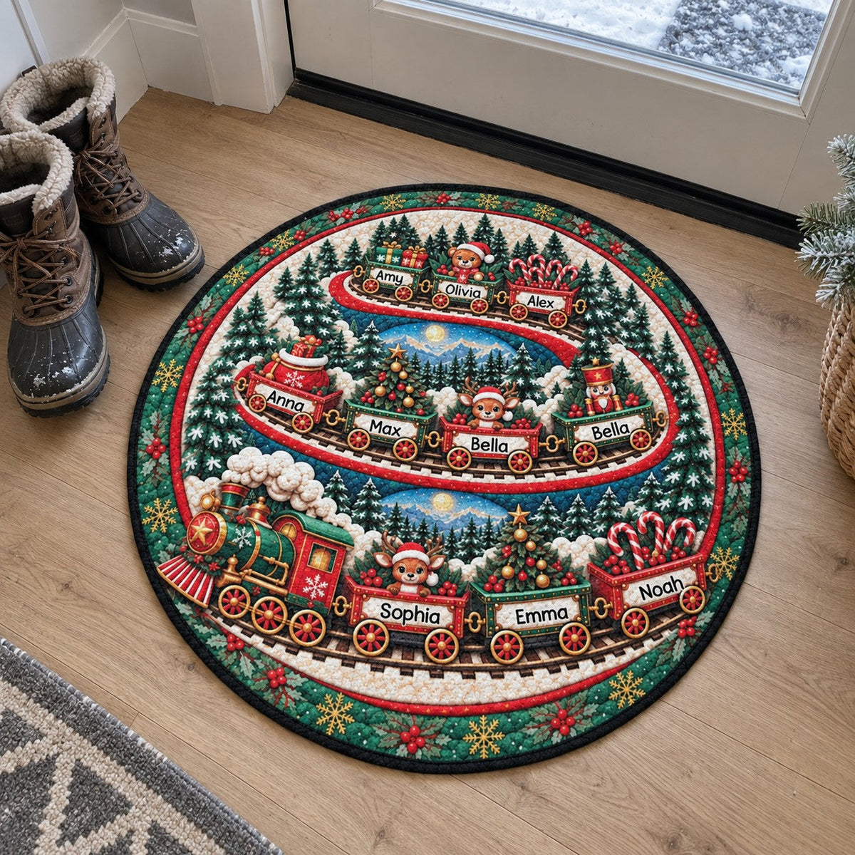Family Christmas Journey – Personalized Family Doormat | Festive Holiday Welcome Mat & Family Gift