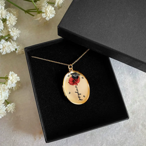 Bloom with Every Memory – Personalized Graduation Gift Birth Flower Custom Photo Locket Necklace