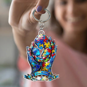 Mom And Kid - Personalized Autism Awareness Keychain