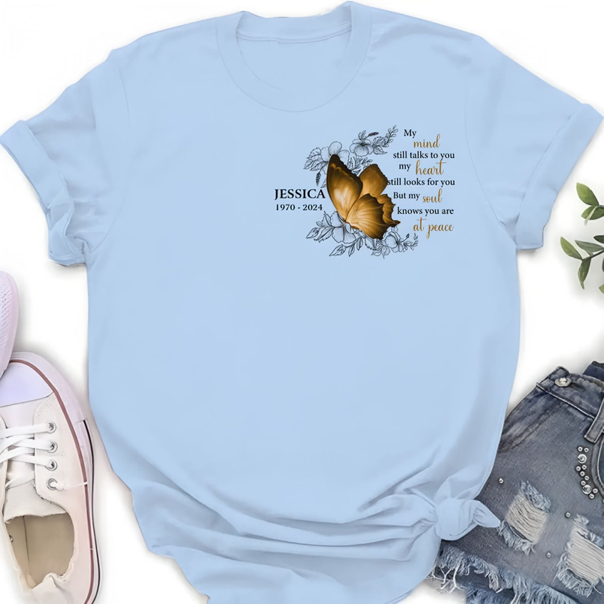 Personalized Butterfly Memorial T Shirt - Mother's Day Gift