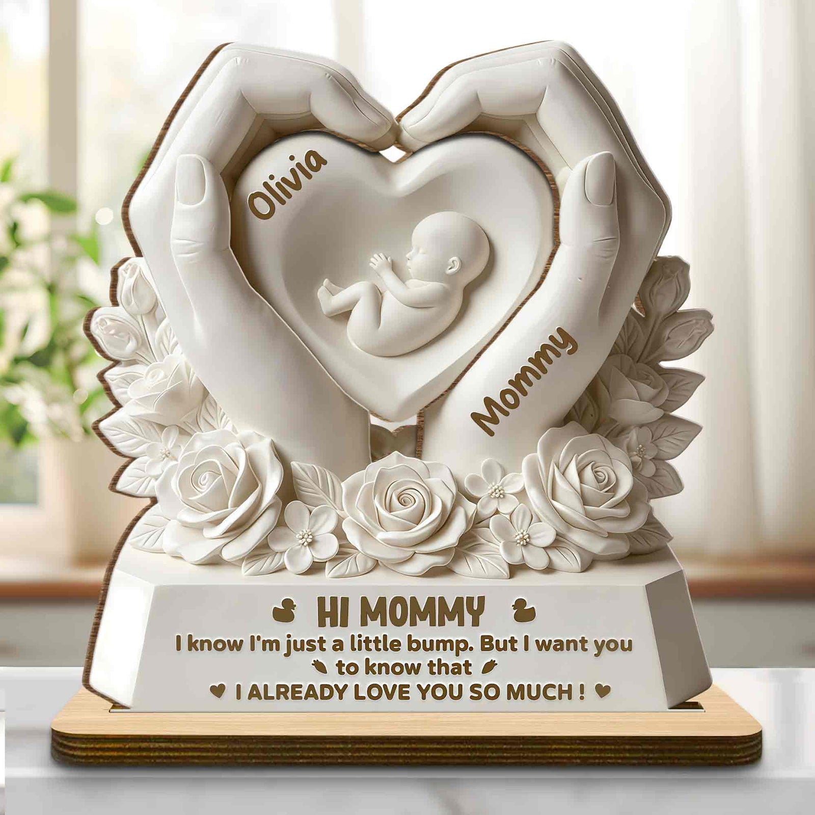 Personalized "Hi Mommy, Little Bump" Wood Plaque – Gift For Expecting Moms