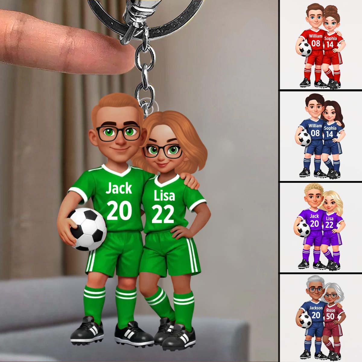 Soccer Couple I'll Always Be Your Biggest Fan Custom Action Figure - Personalized Acrylic Keychain